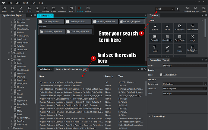 Search in the designer